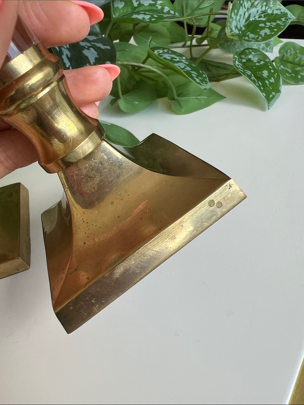 Vintage Brass Lucite Candle Holders Pair Set of 2 - Picture 6 of 15